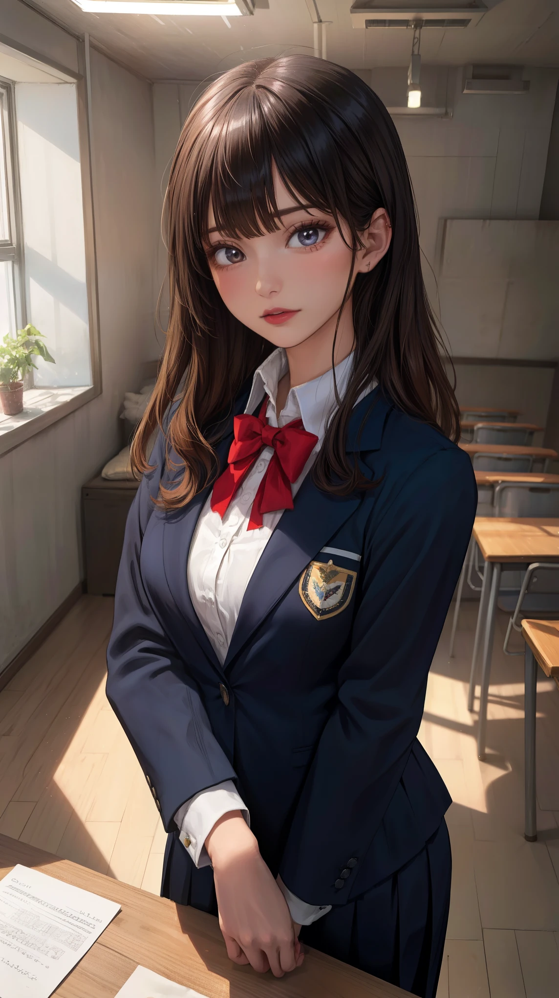 anime female character in 学生服, 短いスカートと, 
壊す
, nakamuramisaki, ダブルテール, カップ, 黒髪, (美しい,巨大な_胸:1.3), 熟女,
壊す
, 女の子1名, 一人で, 庭に立つ, 全身, 完成品フィギュア,
壊す
, 美しいly detailed illustration of a cozy and meticulously decorated school classroom with warm lighting, 鮮やかな色, そして魅力的な雰囲気.
壊す
, 学生服, ハイソックス, blazer burezaa (ブレザー), 弓, , 弓tie, 靴, モカシン, 出口,
壊す
, 美しいs olhos detalhados, 美しい唇のディテール, 非常に詳細な目と顔, 長いまつ毛,
壊す
, 平均: 油絵, 雰囲気のある照明, 夢のようなカラーパレット, 詳細な室内装飾, 静かで平和な環境,
壊す
, (より良い品質,4k,8K,高解像度,アートワーク:1.2), 超詳細な,