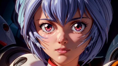 realistic portrait of a girl, 1girl, rei ayanami from neon genesis evangelion, beautiful detailed eyes, beautiful detailed lips,...