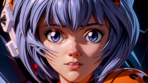 realistic portrait of a girl, 1girl, rei ayanami from neon genesis evangelion, beautiful detailed eyes, beautiful detailed lips,...