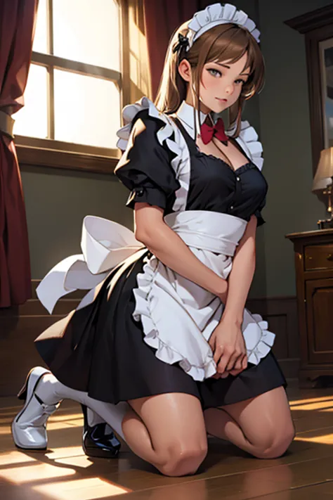 sexy maid kneeling submissively