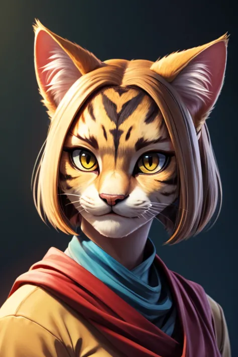 ((super high quality)), ((masterpiece)), Girl Khajiit, Shinobi Girl, Artificial cat, Hairy cat, ((cat ears only, There&#39;s not...