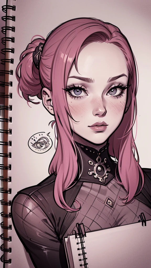 Skizzenbuch-Lineart-Stempel haben einen skizzenhaften Stil ( Zeichnung einer Frau mit schwarzen Haaren, estilo de arte de charlie bowater, Charlie Bowater-Charakterkunst, gezeichnet im Stiltyp Keim, Charlie Bowater-Stil, digite germe. hohe Detailgenauigkeit, digite germe style, Nahaufnahme eines Charakterporträts, digite germe portrait, style digite germe, Neoartcore e Charlie Bowater Die Briefmarken haben einen skizzenhaften Stil Skizzenbuch 