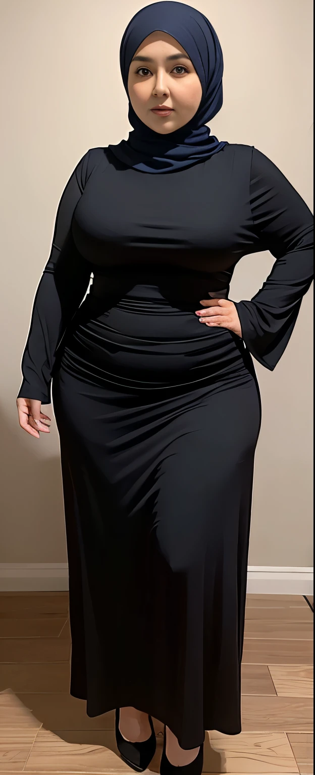 Arafed woman in a black dress and hijab posing for a picture - SeaArt AI