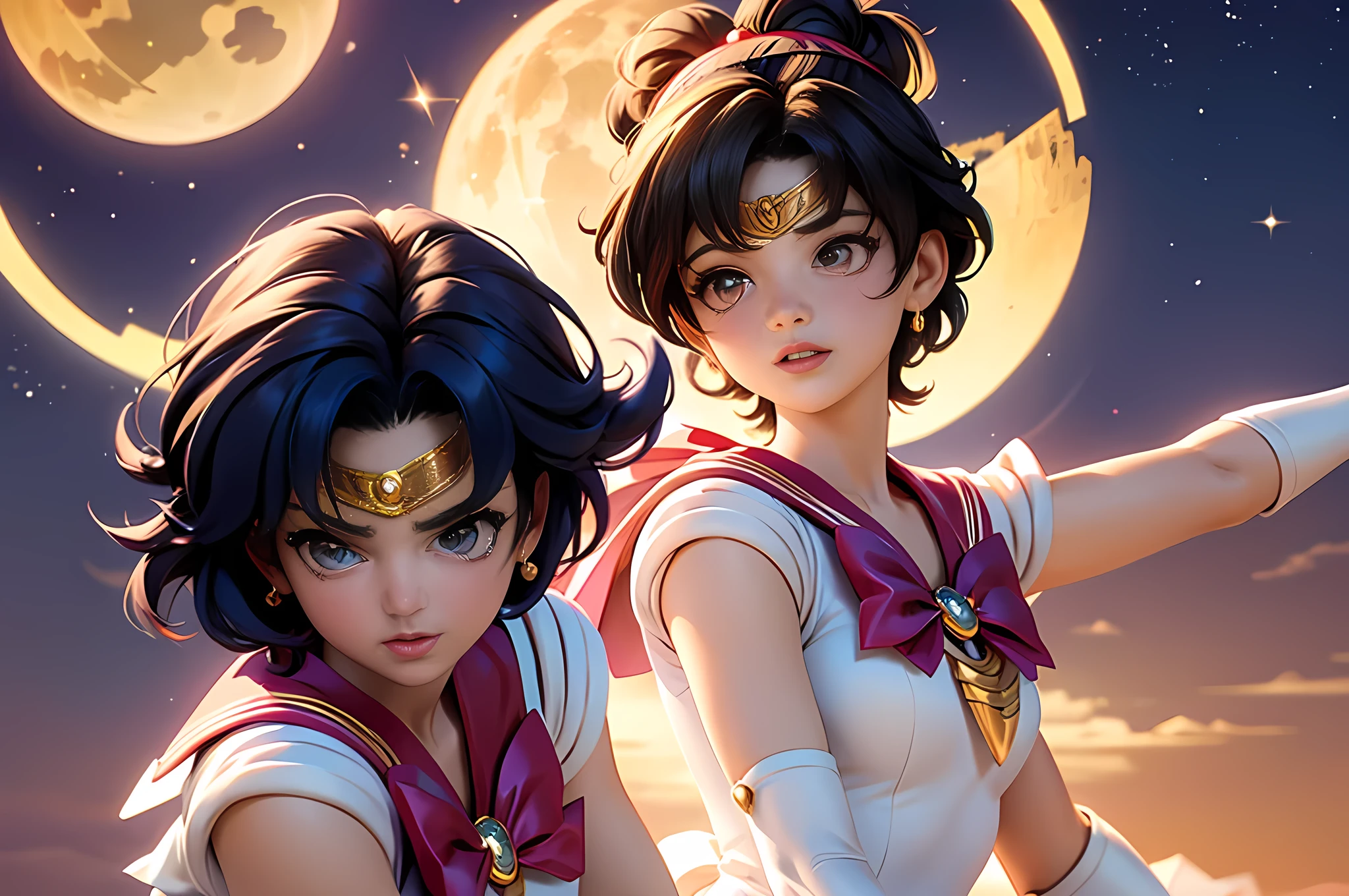 Sailor Moon、Sailor Mercury、Sailor Venus、Sailor Mars、Sailor Jupiter、Sailor Saturn