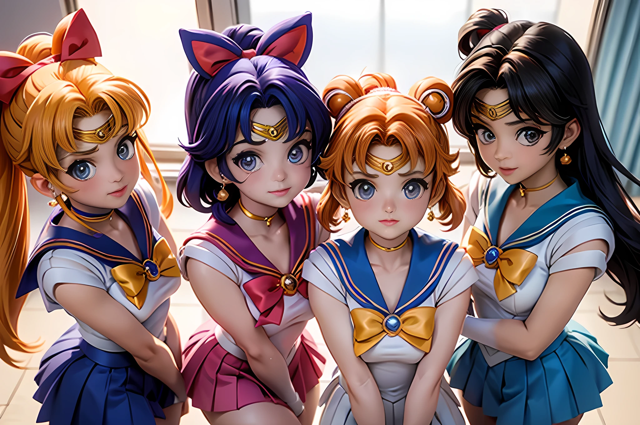 Sailor Moon、Sailor Mercury、Sailor Venus、Sailor Mars、Sailor Jupiter、Sailor Saturn