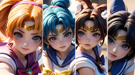 Sailor Moon、Sailor Mercury、Sailor Venus、Sailor Mars、Sailor Jupiter、Sailor Saturn