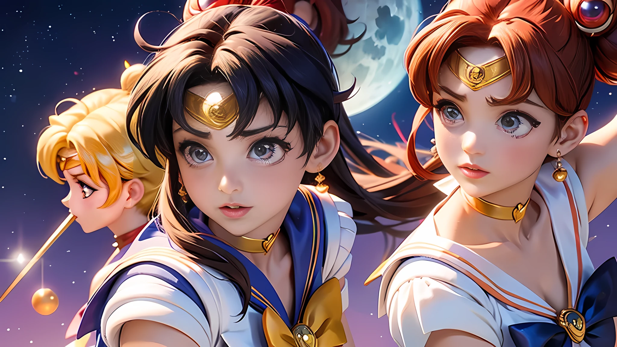 Sailor Moon、Seemann Merkur、Seemann Venus、Sailor Mars、Seemann Jupiter、SAILOR Saturn