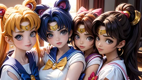 Sailor Moon、Sailor Mercury、Sailor Venus、Sailor Mars、Sailor Jupiter、Sailor Saturn