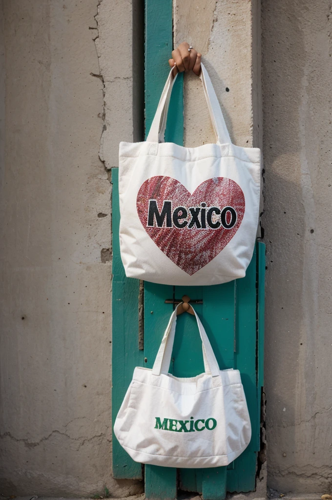 Totebag with the word Mexico heart and strength 