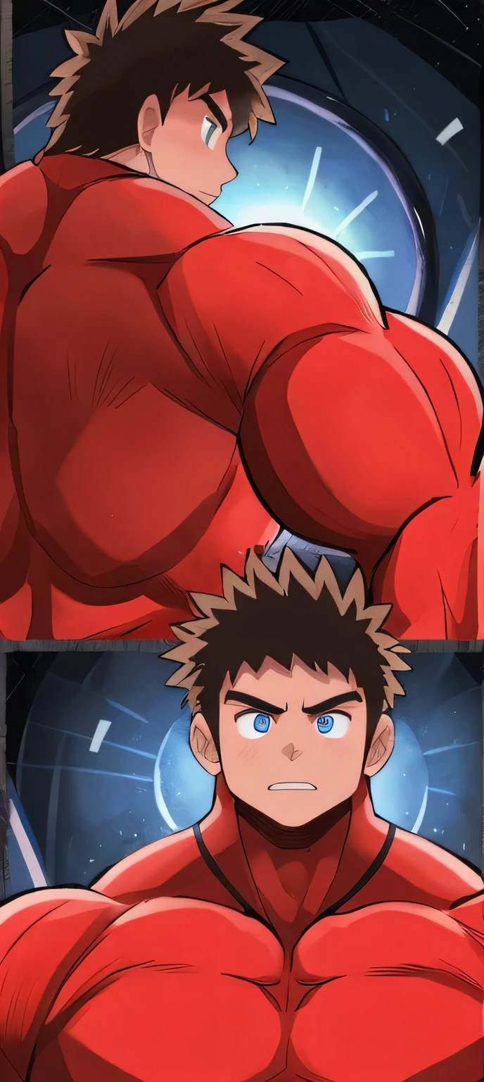 A cartoon picture of a man with a big muscular body - SeaArt AI