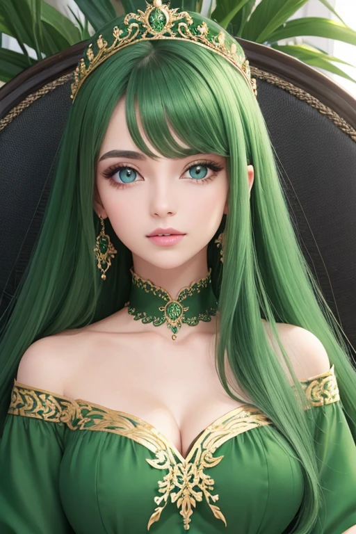 generate me a beautiful elf with green eyes princess