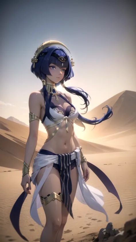 (high detail:1.2) anime girl, (cinematic lighting, delicate colors), (desert:1.2), lighting calm, wind, fog. turquoise, delta to...