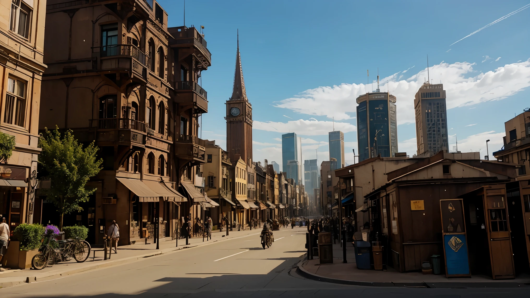 Ground-level view of Steampunk City by WAS-Steampunk