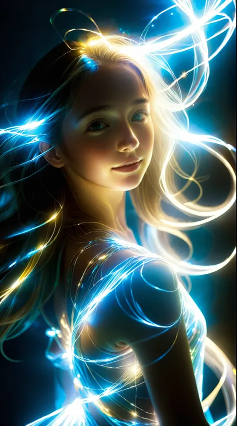 Beautiful girl surrounded by light