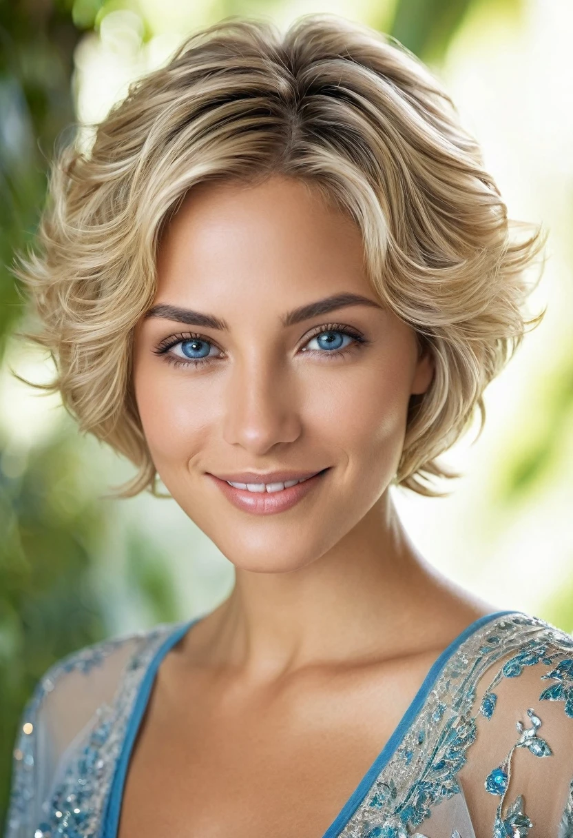 A full body if a 19-year-blond Latina woman with short blonde hair - SeaArt  AI