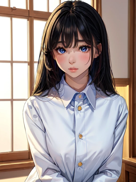 8k, highest quality, 女の子1people, (Skin dents), night, (dark), Transparent indoor background, (people々々), Beautiful Bangs, Nice,, (Clothing and uniforms:1.3),Soft lighting, charm, dark Room, (Shut your mouth.:1.2, Beautiful Eyes, Fine Eyes, Detailed Iris, Beautiful Lips, Beautiful Nose, Beautiful Face),(primary color:1.5)