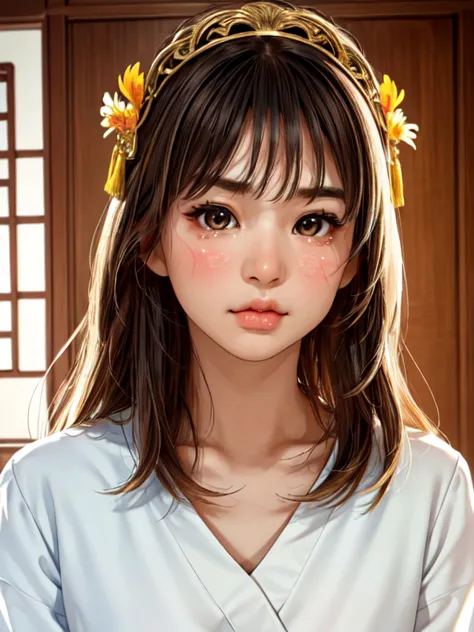Best image quality, Masterpiece level, Ultra-high resolution, realism, Fantasy Theme, Head close-up, girl, single, Scattered, Ch...