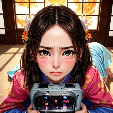 (((In Polaroid style))), Best image quality, Masterpiece level, Ultra-high resolution, realism, Fantasy Theme, Head close-up, gi...