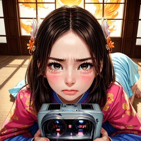 (((in polaroid style))), best image quality, masterpiece level, ultra-high resolution, realism, fantasy theme, head close-up, gi...