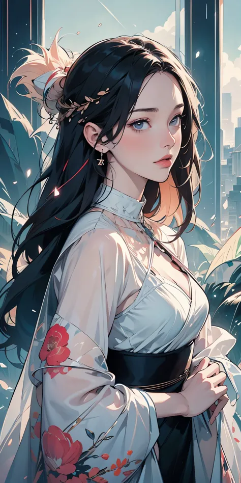 pace girl| standing alone on hill| centered| detailed gorgeous face| anime style| key visual| intricate detail| highly detailed|...