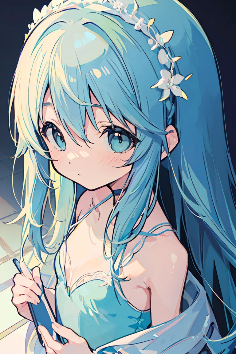 masterpiece, best quality, extremely detailed, (illustration, official art:1.1), 1 girl ,(((( light blue long hair)))), ,(((( light blue long hair)))),light blue hair, ,, long hair ((blush)) , cute face, big eyes, masterpiece, best quality,(((((a very delicate and beautiful girl))))),Amazing,beautiful detailed eyes,blunt bangs((((little delicate girl)))),tareme(true beautiful:1.2), sense of depth,dynamic angle,,,, affectionate smile, (true beautiful:1.2),,(tiny 1girl model:1.2),)(flat chest), (((masterpiece))), (((best quality))), (((ultra detailed))), A beautiful girl blows a bubble, (Studio ghibli style, Art by Hayao Miyazaki:1.2), Anime Style, Manga Style, Hand drawn, cinematic sensual, Sharp focus, humorous illustration, big depth of field, Masterpiece, concept art, trending on artstation, Vivid colors, Simplified style, trending on ArtStation, trending on CGSociety, Intricate, Vibrant colors, Soft Shading, Simplistic Features, Sharp Angles, Playful
