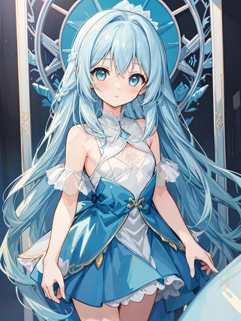 masterpiece, best quality, extremely detailed, (illustration, official art:1.1), 1 girl ,(((( light blue long hair)))), ,(((( li...