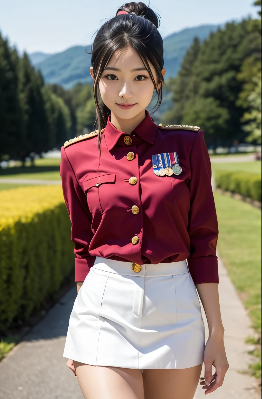 Actual Photos、Highest imYear quality、Realistic、Beautiful woman、Beautiful thighs、Beautiful Face、本当の私は何Yearも、Federal Army Uniform Miniskirt、ponytail、Yuriko Yoshitaka、16 year old Japanese female、Zuo々Ki Nozomi:1.4、pretty girl、White pantiesが見える、1６Year、（White panties:1.3）、Ultra mini skirt、Beautiful thighs、White panties、ピンクのミニスカートがめくれてWhite pantiesが見えてる