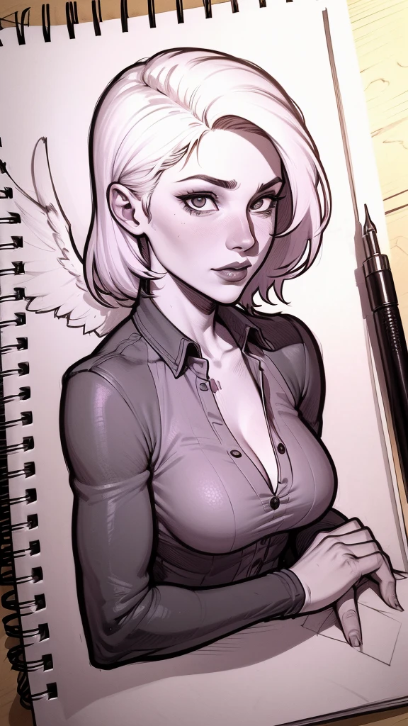 Os selos lineart do Sketchbook têm um estilo esboçado ( desenho de uma mulher com umae cabelo preto, estilo de arte de charlie bowater, arte do personagem charlie bowater, desenhado no estilo digite germe, Estilo Charlie Bowater, digite germe. alto detalhe, digite germe style, retrato de personagem em close, digite germe portrait, style digite germe, Neoartcore e Charlie Bowater The stamps have a sketchy style Sketchbookdesenho de uma mulher com asas e top de sutiã, inspirado em Rob Liefeld,  anjo, possivelmente um anjo, Comissão de alta resolução, ângulo épico e pose, anjo  alada, Comissão CO, garota anjo cavaleiro, asas angelicais nas costas, lindo anjo feminino, anjo majestoso de corpo inteiro, de um lindo anjo 