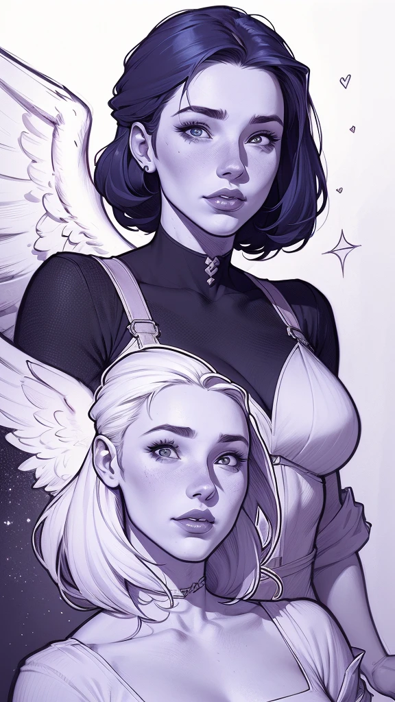 Os selos lineart do Sketchbook têm um estilo esboçado ( desenho de uma mulher com umae cabelo preto, estilo de arte de charlie bowater, arte do personagem charlie bowater, desenhado no estilo digite germe, Estilo Charlie Bowater, digite germe. alto detalhe, digite germe style, retrato de personagem em close, digite germe portrait, style digite germe, Neoartcore e Charlie Bowater The stamps have a sketchy style Sketchbookdesenho de uma mulher com asas e top de sutiã, inspirado em Rob Liefeld,  anjo, possivelmente um anjo, Comissão de alta resolução, ângulo épico e pose, anjo  alada, Comissão CO, garota anjo cavaleiro, asas angelicais nas costas, lindo anjo feminino, anjo majestoso de corpo inteiro, de um lindo anjo 