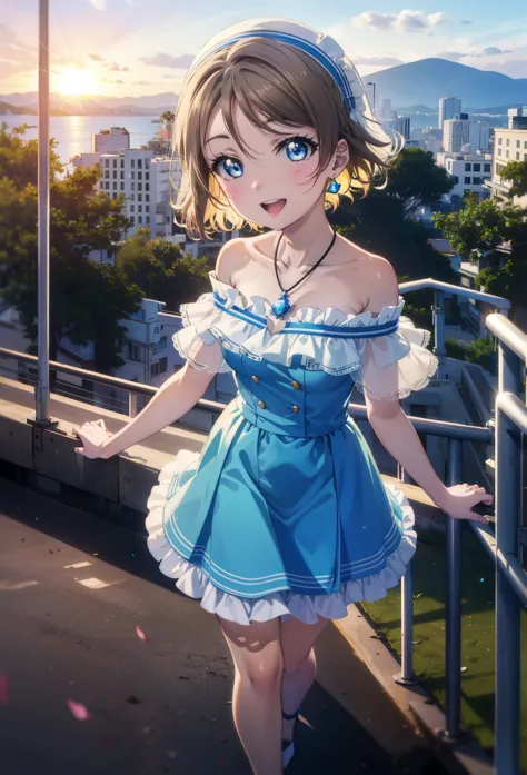 Yo Watanabe, Yu Watanabe, short hair, blue eyes, Brown Hair, smile, happy smile, smile, Open your mouth,Orange hair band,Rocket ...