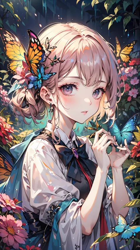 ((best quality)), ((masterpiece)), (detailed), Perfect face, Butterfly Maiden, rich and colorful