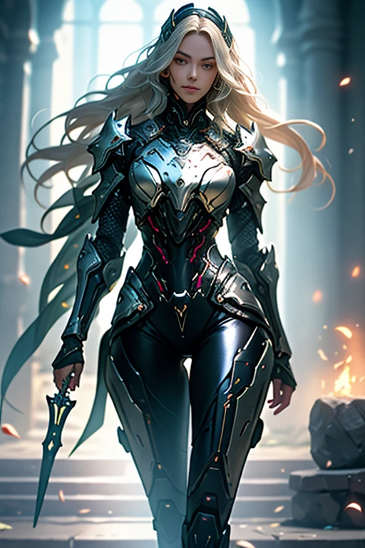 sensual girl, cabelos brancos e curtos, corpo completamente coberto por uma armadura de RPG assassino medieval, design de warframe como,seio grandes, espartilho, Punhais, mascarar, sensual, complicado, olhos vermelho, silver pants with black leather, corpo musculoso e torneado, cicatriz, auditory energy emission, crowded action post, postando para as fotos, magic emitting in the hands,double piece, low angle, Mulher de cabelos brancos em forma de M, olhos vermelhos,Pernas abertas, agachado, pernas de camelo, Mollyman, tiro de baixo, gritante, tronco, seios grandes, Corpo esguio, corpo delicado, roupas leves, calcinha mordendo, Medusa, pegue de perto, fechar-se