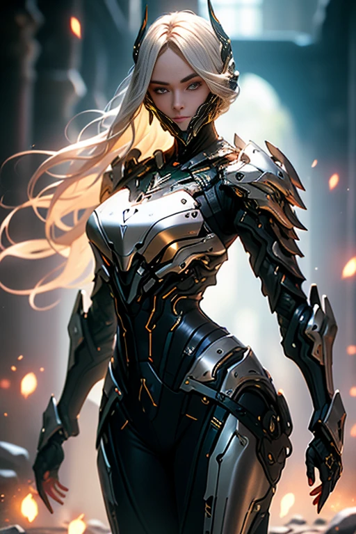 sensual girl, cabelos brancos e curtos, corpo completamente coberto por uma armadura de RPG assassino medieval, design de warframe como,seio grandes, espartilho, Punhais, mascarar, sensual, complicado, olhos vermelho, silver pants with black leather, corpo musculoso e torneado, cicatriz, auditory energy emission, crowded action post, postando para as fotos, magic emitting in the hands,double piece, low angle, Mulher de cabelos brancos em forma de M, olhos vermelhos,Pernas abertas, agachado, pernas de camelo, Mollyman, tiro de baixo, gritante, tronco, seios grandes, Corpo esguio, corpo delicado, roupas leves, calcinha mordendo, Medusa, pegue de perto, fechar-se