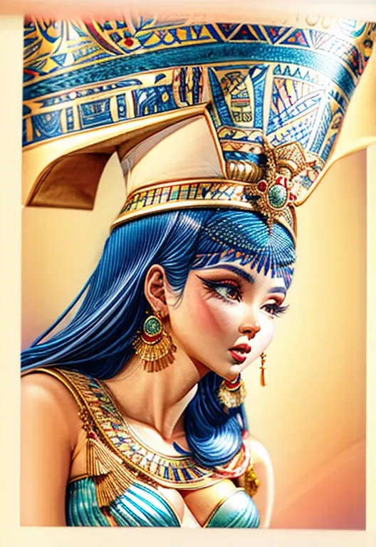 (8k, highest quality, masterpiece:1.2), (in detail), ancient egypt。cleopatra looks surprised