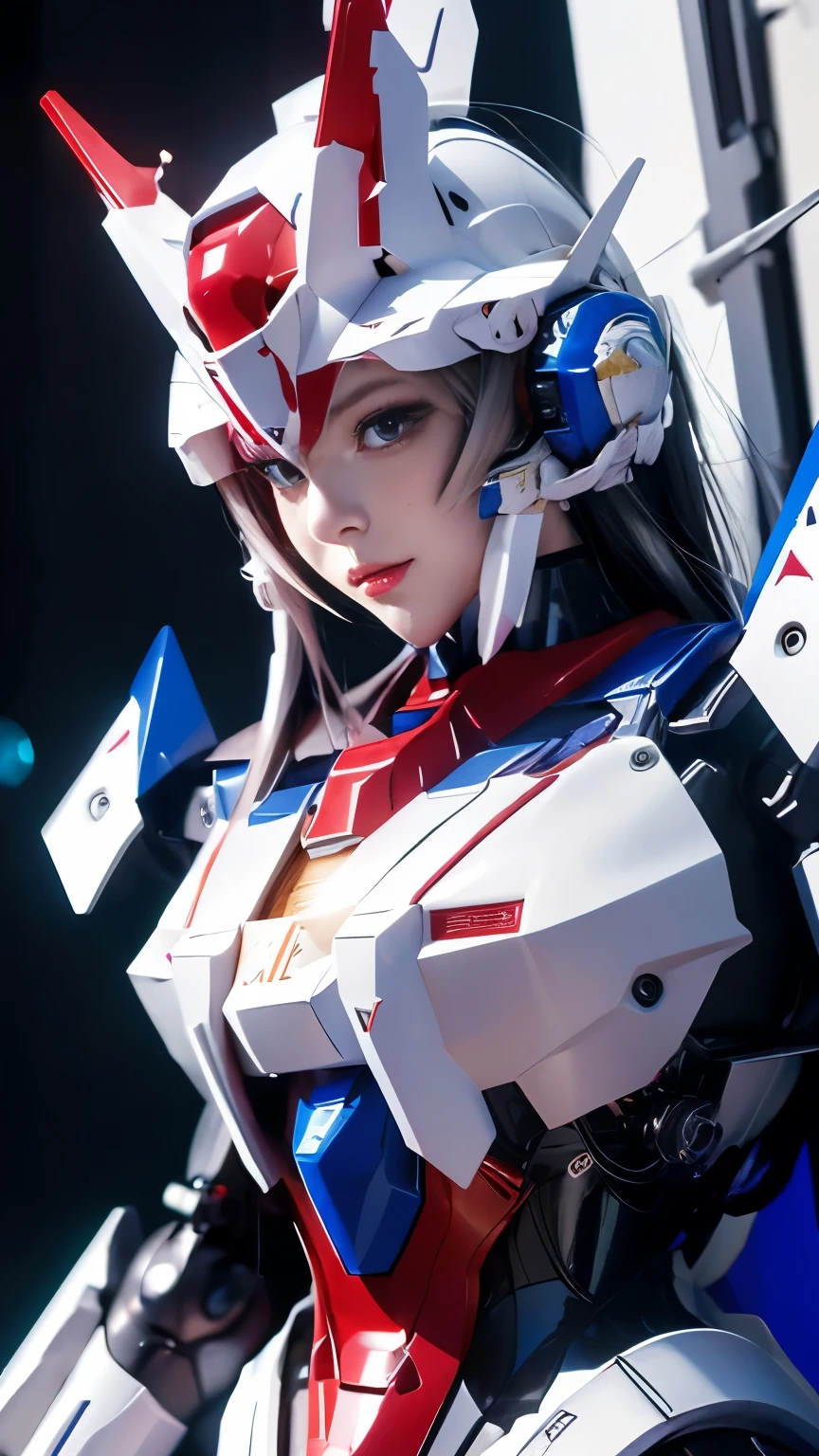 peau texturée, Super détail, détails élevés, Haute qualité, Meilleure qualité, haute résolution, 1080P, disque dur, fille robot,(fille gundam),belle femme cyborg,Mecha Cyborg Fille,mode de combat,Fille avec un corps Mecha,Elle porte un mecha Gundam futuriste,Prise de vue sur tout le corps,Fille de costume mobile