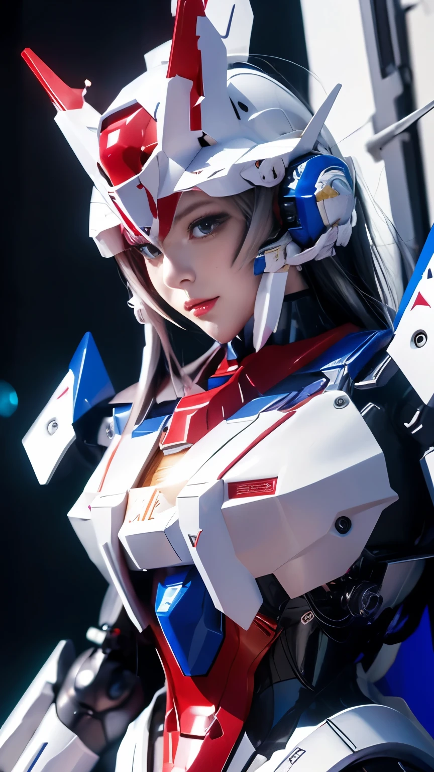 peau texturée, Super détail, détails élevés, Haute qualité, Meilleure qualité, haute résolution, 1080P, disque dur, fille robot,(fille gundam),belle femme cyborg,Mecha Cyborg Fille,mode de combat,Fille avec un corps Mecha,Elle porte un mecha Gundam futuriste,Prise de vue sur tout le corps,Fille de costume mobile