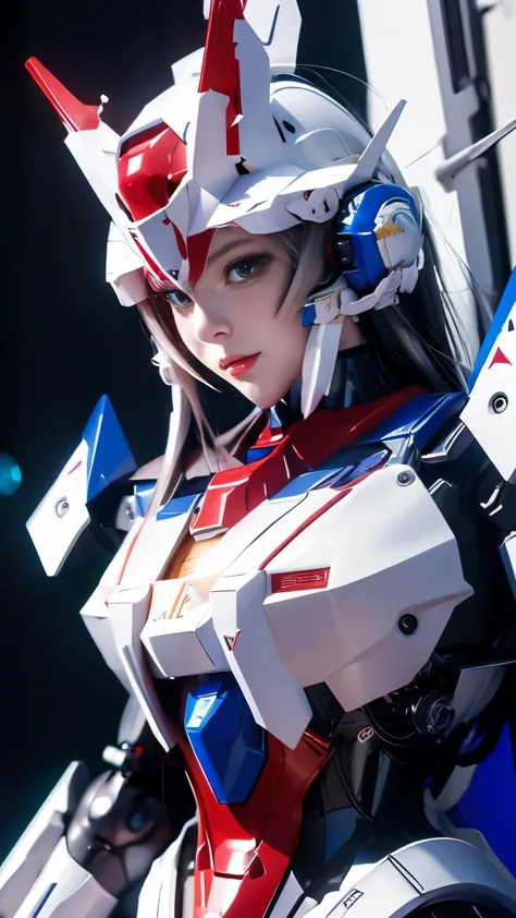 textured skin, super detail, high details, high quality, best quality, hight resolution, 1080p, hard disk, robot girl,(gundam gi...