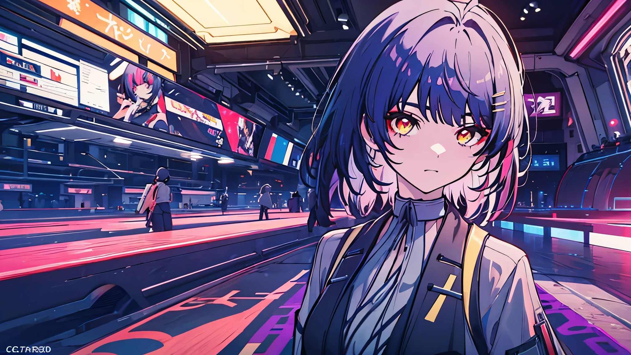 glowing eyes, colourful glowing hair, wearing sci-fi jacket, anime style, high detail, Futurism, glowing light, UHD, retina, masterpiece, ccurate, anatomically correct, textured skin, super detail, high details, high quality, award winning, best quality, highres