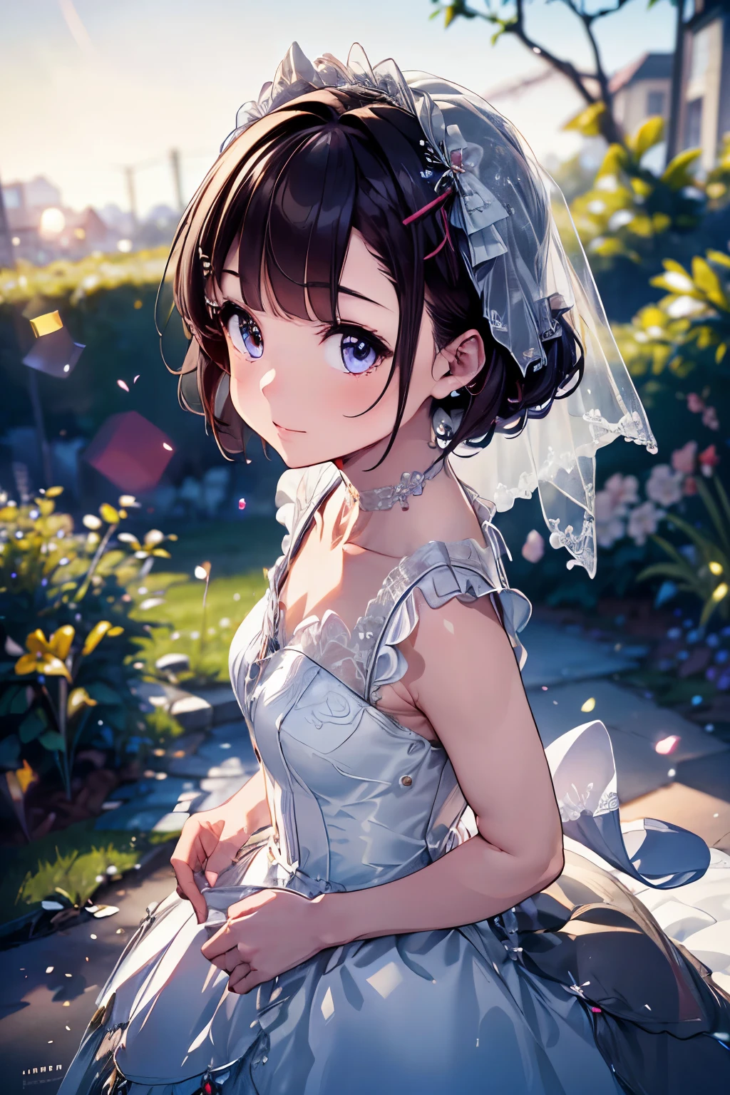 Masterpiece, Committed to ultra-high definition and vivid colors, Super detailed, Attention to detail, highest quality, 8K, 16K, Exquisite detail, A style that combines romanticism and realism, High resolution, Perfect Anatomy, Nishino Flower, in focus with blurred background, Focus on the subject, Background bokeh, Wedding dress