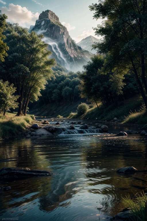 award-winning art, trending on artstation, masterpiece digital art, Sparkling rivers, winding through the land, providing clean water and a source of sustenance for the people and creatures alike.