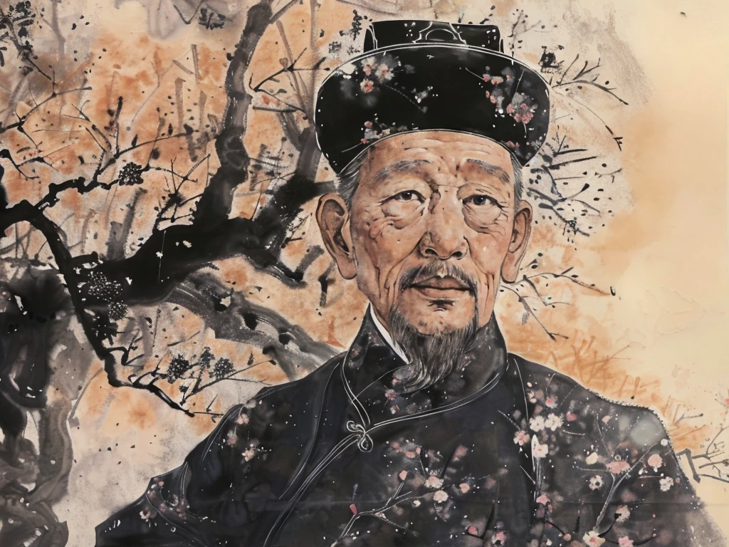 one，Song Dynasty Style，Portraits，thin，Beard，elder，Majestic yet kind