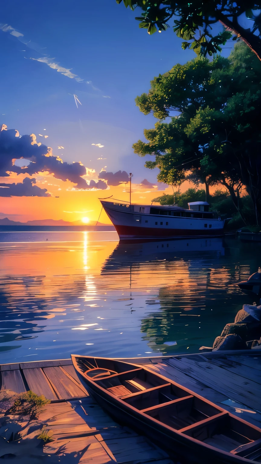 there is a boat on the beach near the water, a ship on a deserted island, low, travel, inspiring, serene environment, phot, small boat in foreground, boat in foreground, small boat in the foreground, 4 0 9 6, in a beachfront environment, incredibly beautiful, vibrant scene, peaceful environment, video, serene scene, exclusive