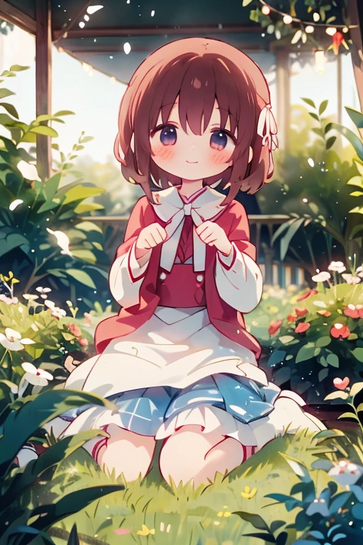 shoujo anime, cinematic, romantic, masterpiece, abundant details, UHD, bow festival, two girls, teenagers, blue and red dresses, with several finely crafted white bows along the clothes and in hair arrangements, hands clasped, smiles gentle and cheeky looks, dark boots with white details, bucolic setting with soft lighting in a manor,
