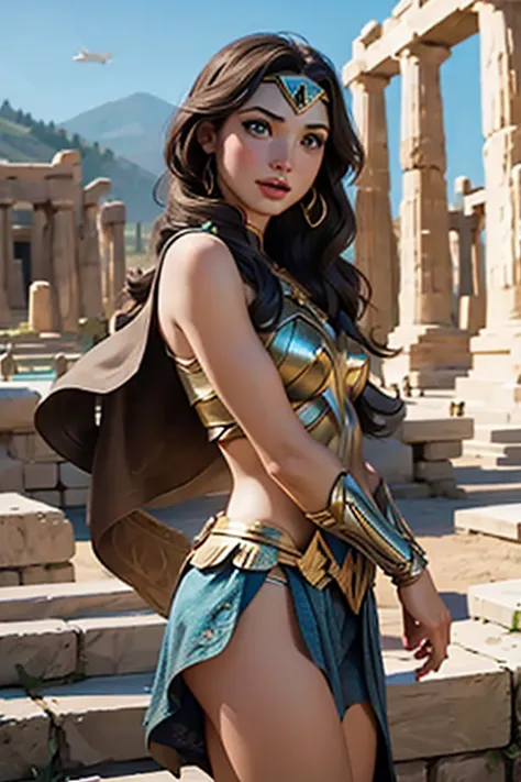 gal gadot como mulher maravilha angulo holandes, athena temple scene