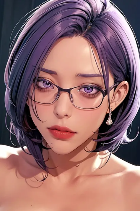 （（（Perfect number，number， （（（JMT,Glasses,Purple Hair,short hair,Purple Eyes,）））型number:1.7））），((masterpiece)),high resolution, (...