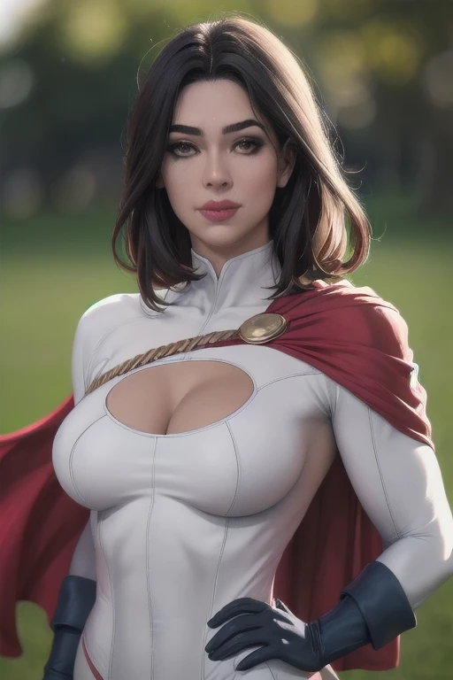 animated cartoon_CC_Powerful girl_ownwaifu, breastsout, hair blonde, cape, neckleace, neckleace cutout, reFarbete de roupa, blue colored eyes, large breastsout, mitts, Super heroi, shorth hair, skintight, lips, waist belt, blue mitts, red cloak, thicc thighs, make up, lipstick, white skintight, leg high, offcial art,Extremely detailed CG 8k unity wallpaper, perfect lighting,colorfully, Ablaze_正面_face_lighting,pele Ablaze, (work of art:1.0),(better_品質:1.0), ultra high resolution,4K,ultra detali, fot, 8K, HDR, high resolution, (absurderes:1.2), Photo Kodak 400, film grain, nblurry background, (bokeh:1.2), Lens flare, (Vibrant_Farbe:1.2),fot profissional, (comely_face:1.5),