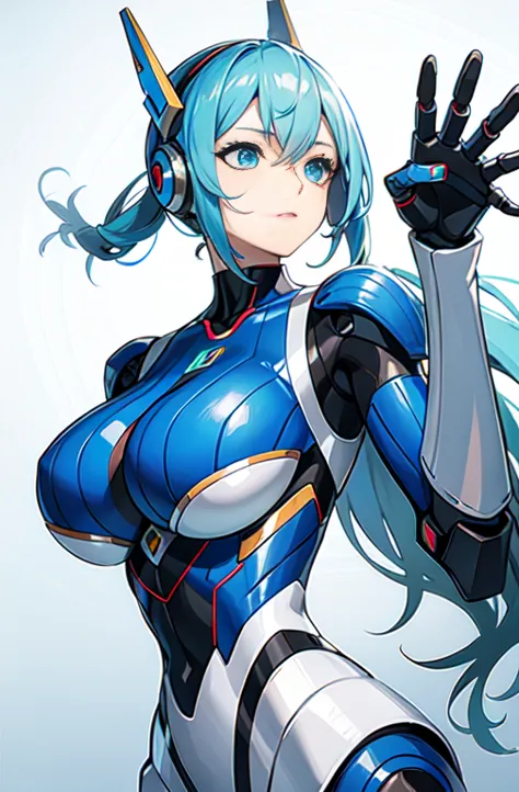 Robot woman reimagined,
 Very attractive,
 completely robot,
 Full chest,
 big ,
 superb figure