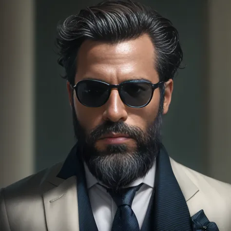 {
"prompt": "create an image of a stylish 38-year-old man with light brown skin and a well-groomed beard, wearing sunglasses. he...