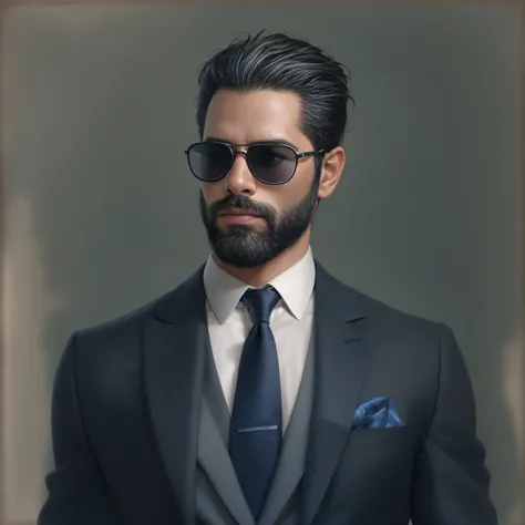 {
"prompt": "create an image of a stylish 38-year-old man with light brown skin and a well-groomed beard, wearing sunglasses. he...