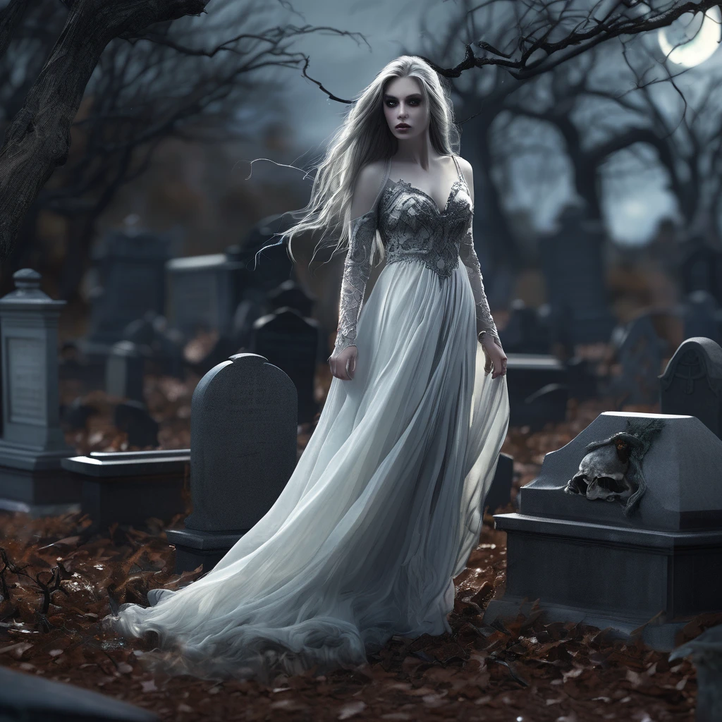 a death elf, female, wispy long hair, pitch black eyes, porcelain white skin, lots of dark veins, sheer dark dress billowing in an evil wind, her feet hover over the ground, undead slowly emerge from the ground to serve her, moonlit night in a cemetery, fantasy, dark fantasy, gothic, dramatic lighting, moody, cinematic, highly detailed, intricate, photorealistic, 8k, masterpiece, (best quality, 4k, 8k, highres, masterpiece:1.2), ultra-detailed, (realistic, photorealistic, photo-realistic:1.37), HDR, UHD, studio lighting, ultra-fine painting, sharp focus, physically-based rendering, extreme detail description, professional, vivid colors, bokeh
